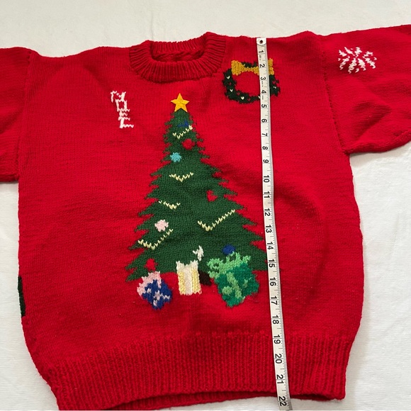 Vintage Ugly Christmas Sweater Santa’s Sleigh Reindeer Christmas Tree Ha… - Picture 8 of 10